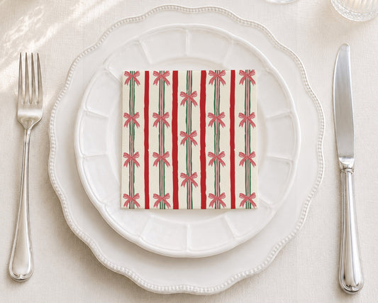Christmas Ribbons Cocktail Napkin