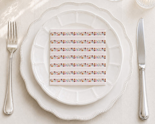 Cottage Stripe Cocktail Napkin