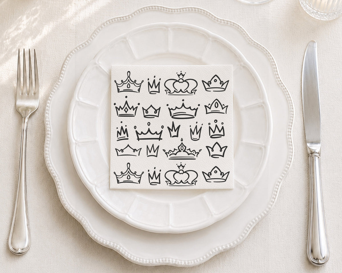 Crown Sketches Cocktail Napkin
