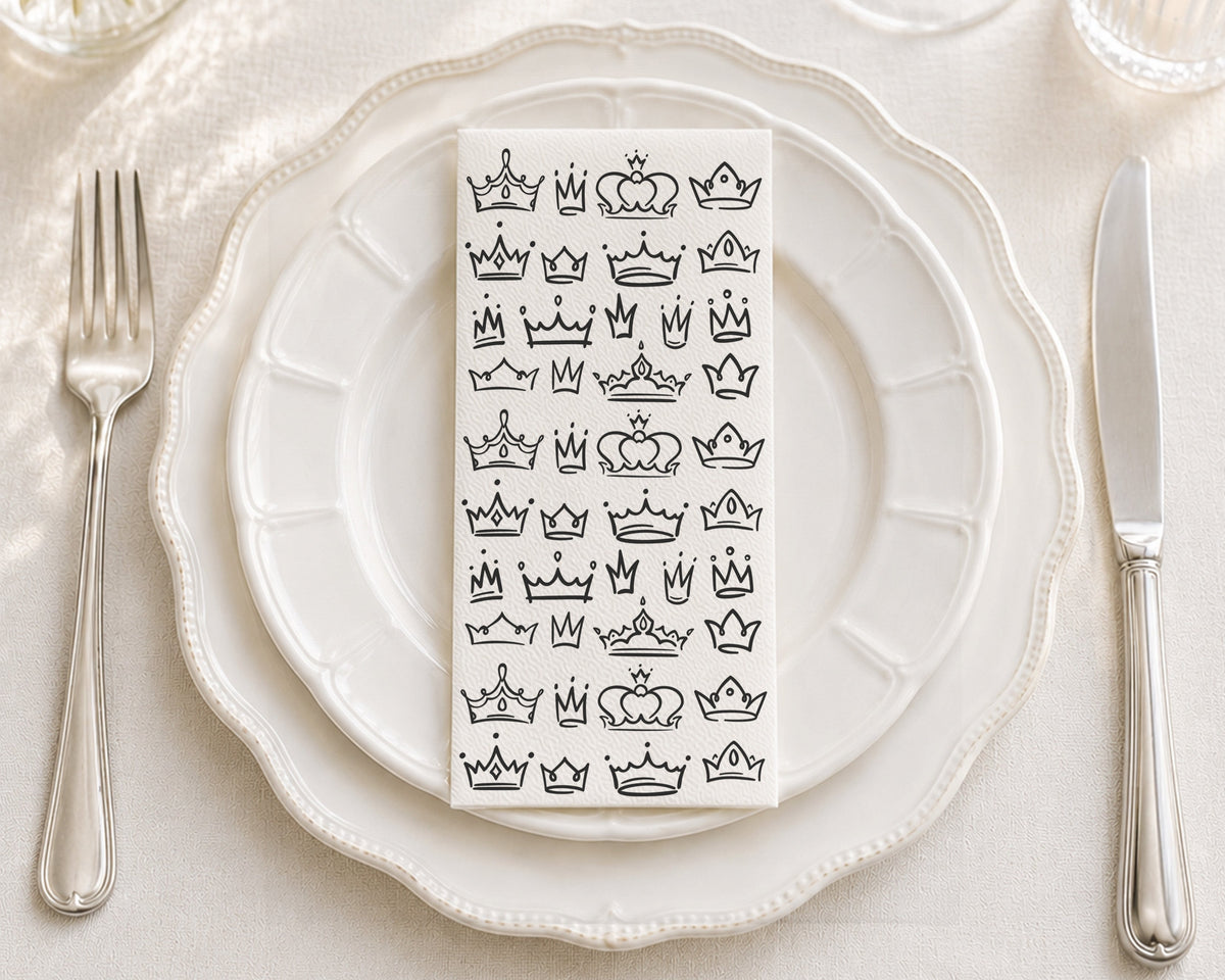 Crown Sketches - Printed Guest Towel