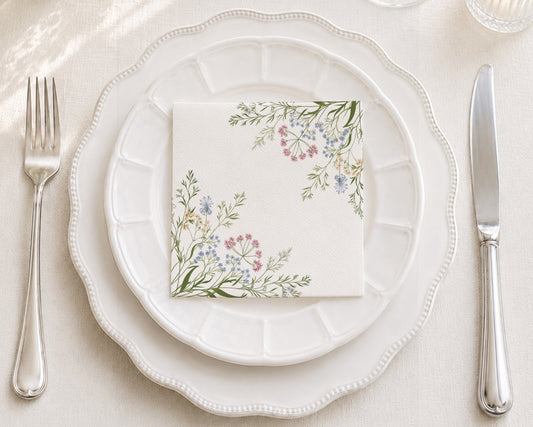 Delicate Wildflower Cocktail Napkin