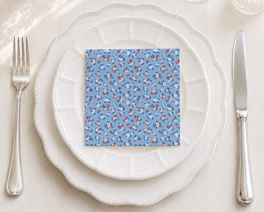 Ditsy Florals USA Cocktail Napkin