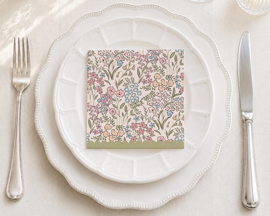 Ditsy Flower Pattern Cocktail Napkin