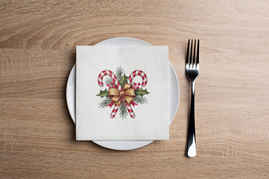 Double Candy Canes Cocktail Napkin