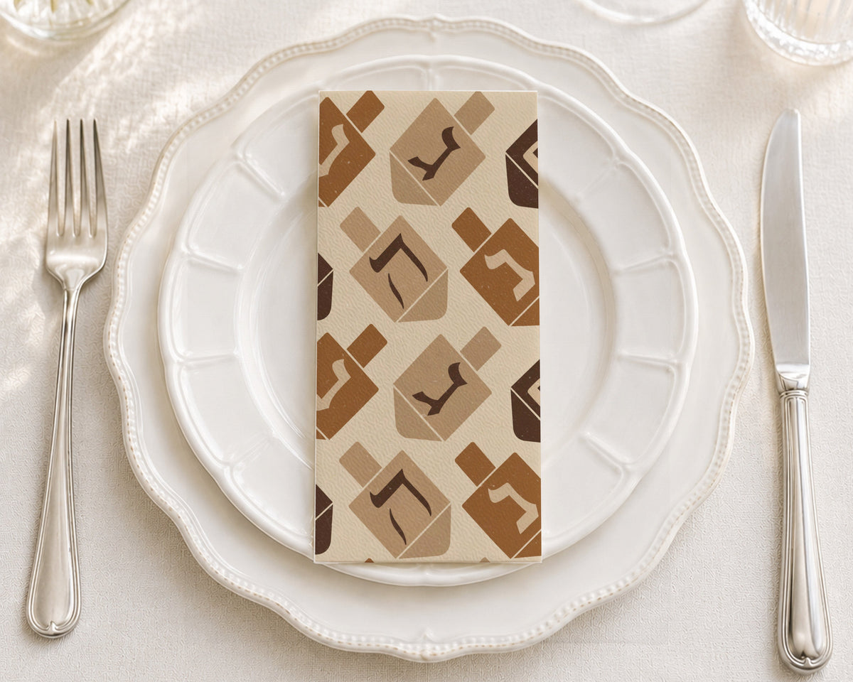 Dreidel Parade Cocoa - Printed Guest Towel