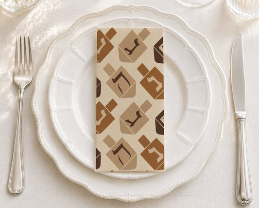 Dreidel Parade Cocoa - Printed Guest Towel