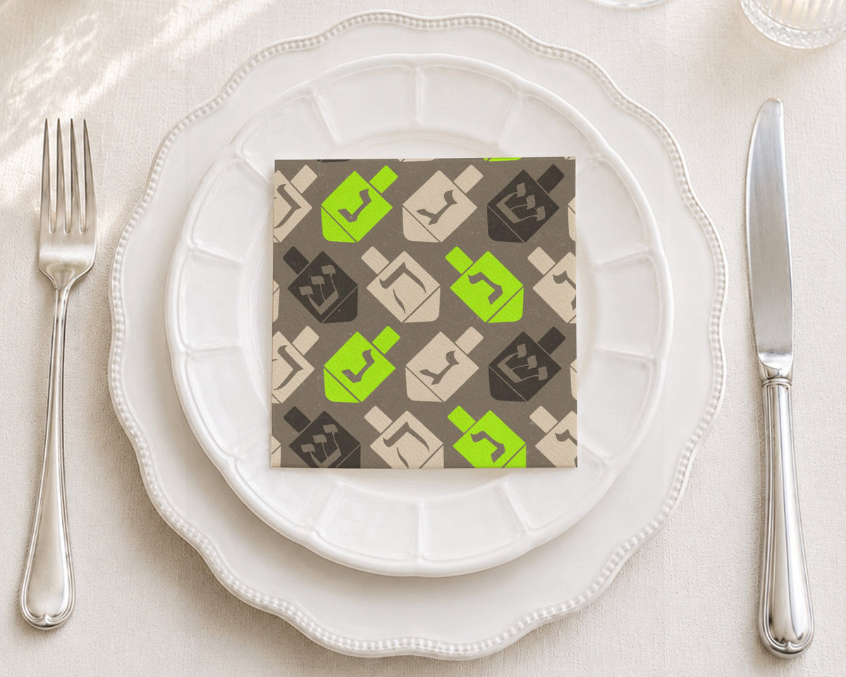 Dreidel Parade Neon Cocktail Napkin