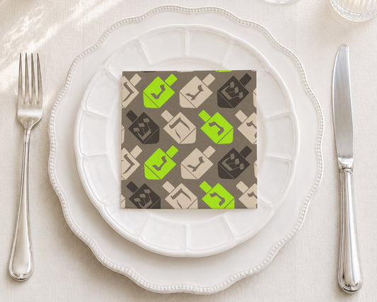 Dreidel Parade Neon Cocktail Napkin