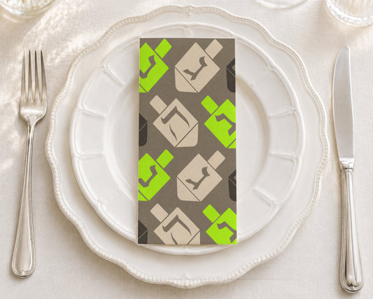Dreidel Parade Neon - Printed Guest Towel