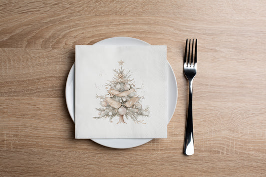 Elegant Christmas Tree Cocktail Napkin