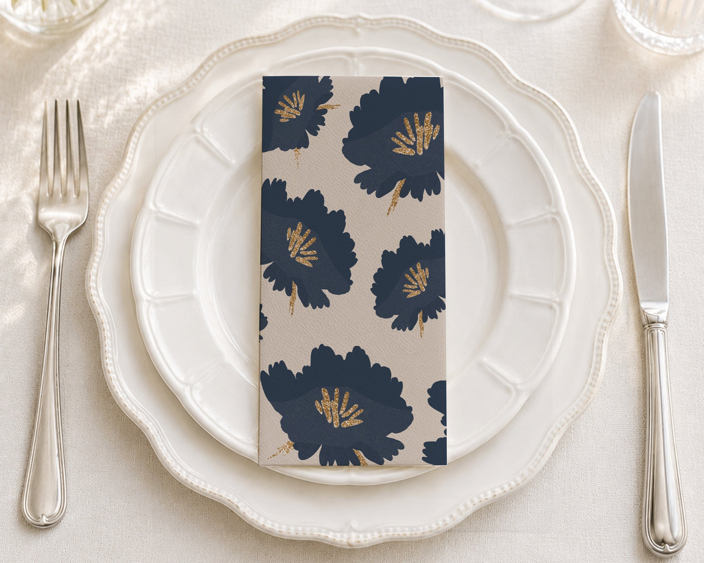 Ellington Navy - Printed Guest Towel