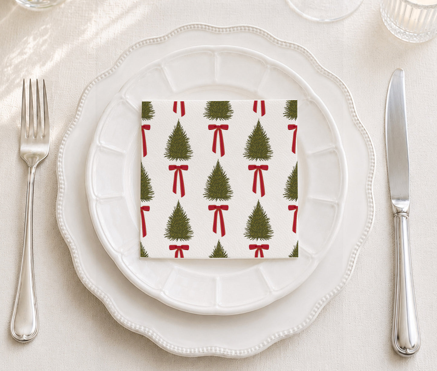 Festive Trees Cocktail Napkin
