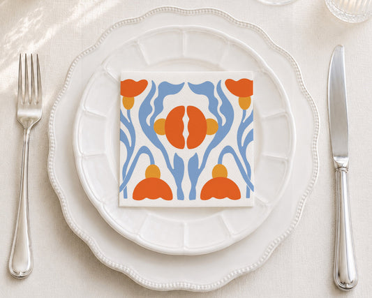 Floral Doodle Cocktail Napkin