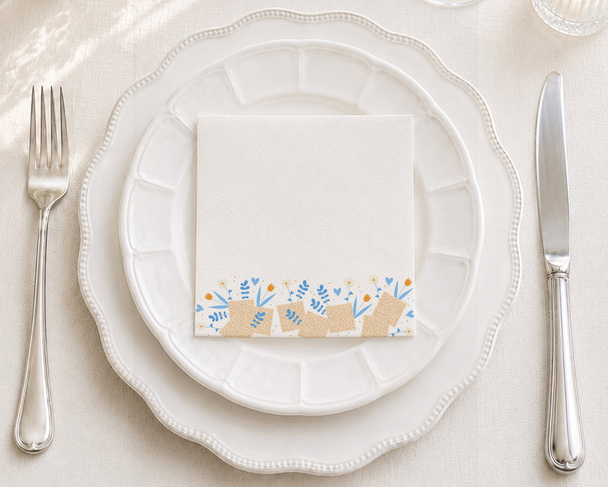 Floral Matzoh Cocktail Napkin