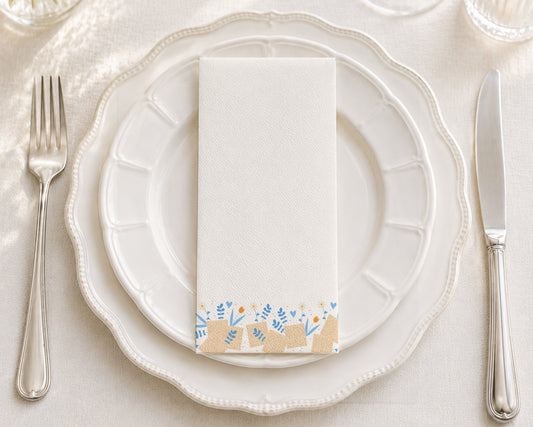 Floral Matzoh - Printed Guest Towel
