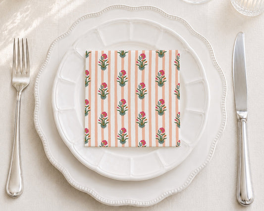 Floral Stamp Cocktail Napkin