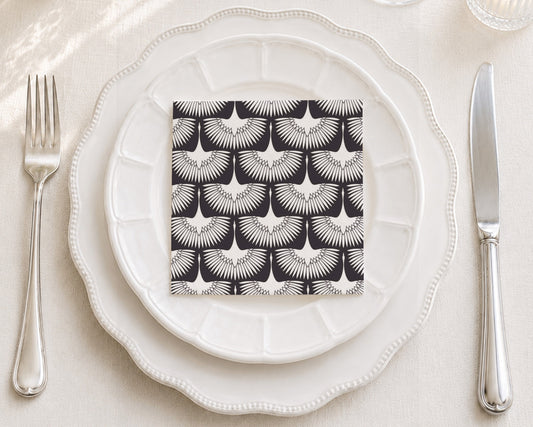 Flying Swans Black Cocktail Napkin