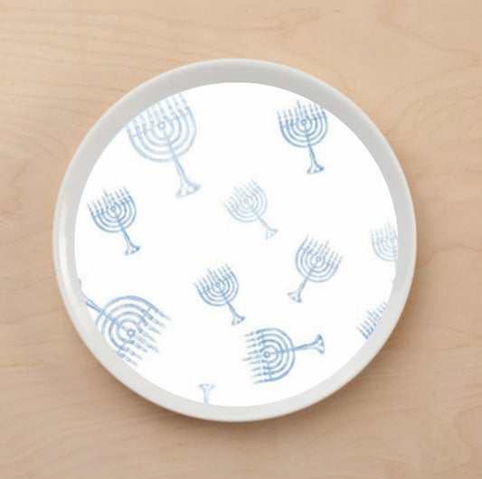 Freestyle Watercolor Menorah Plate Accent