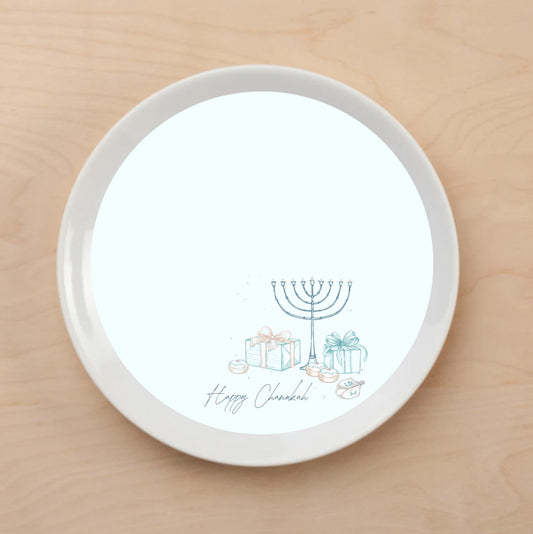 Pastel Drawn Menorah Plate Accent