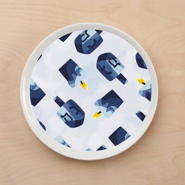 Seamless Dreidel Art Plate Accent