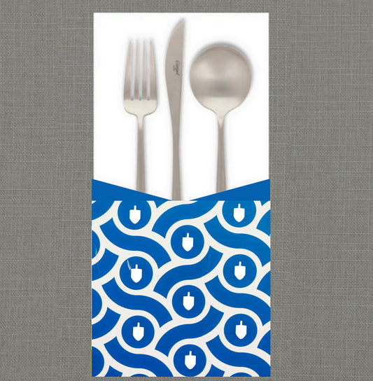 Blue Abstract Dreidel Collage Cutlery Pouch