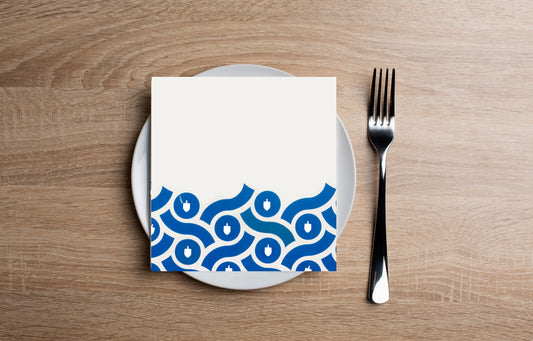 Blue Abstract Dreidel Collage - Printed Cocktail Napkin