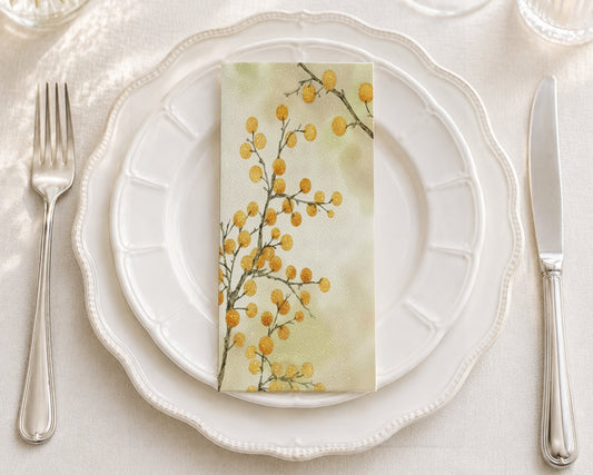 Gold Berry Branches - Printed Guest Towel