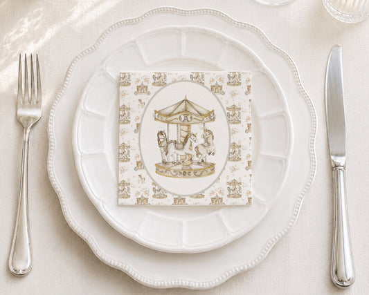 Gold Carousel Cocktail Napkin