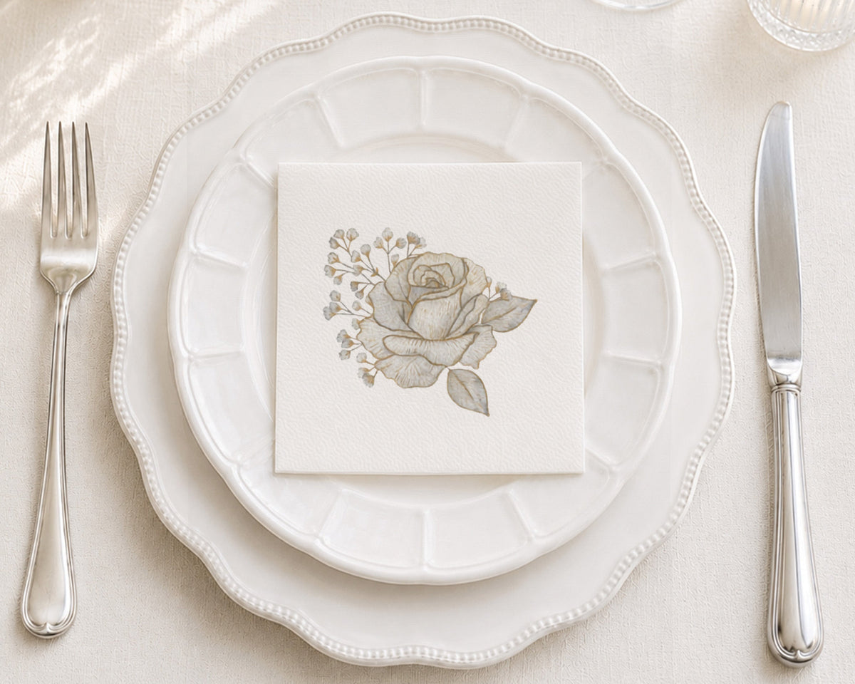 Golden Garden Rose Cocktail Napkin