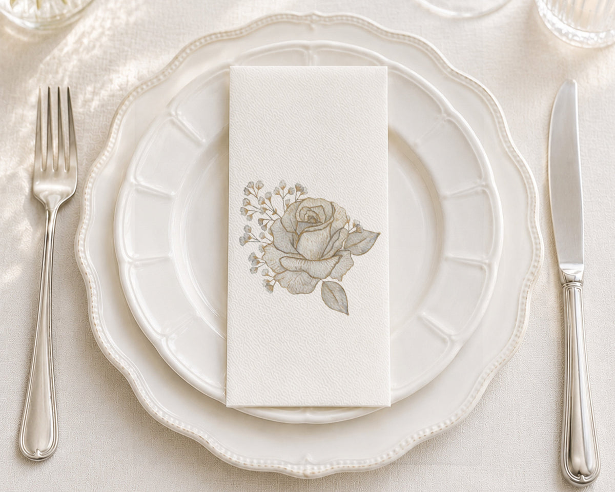 Golden Garden Rose - Printed Guest Towel