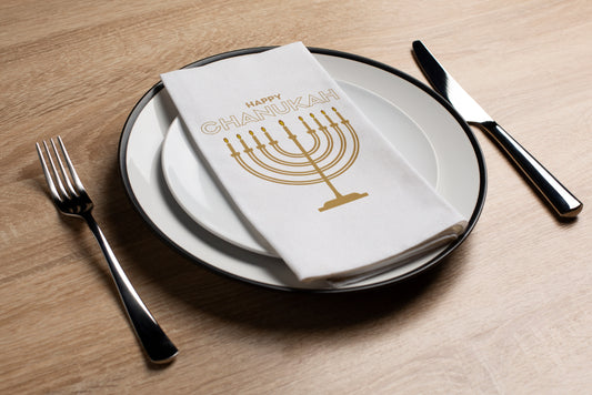 Golden Menorah - Printed Guest Towel