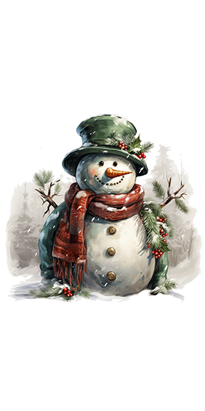 Green Hat Snowman - Printed Guest Towel