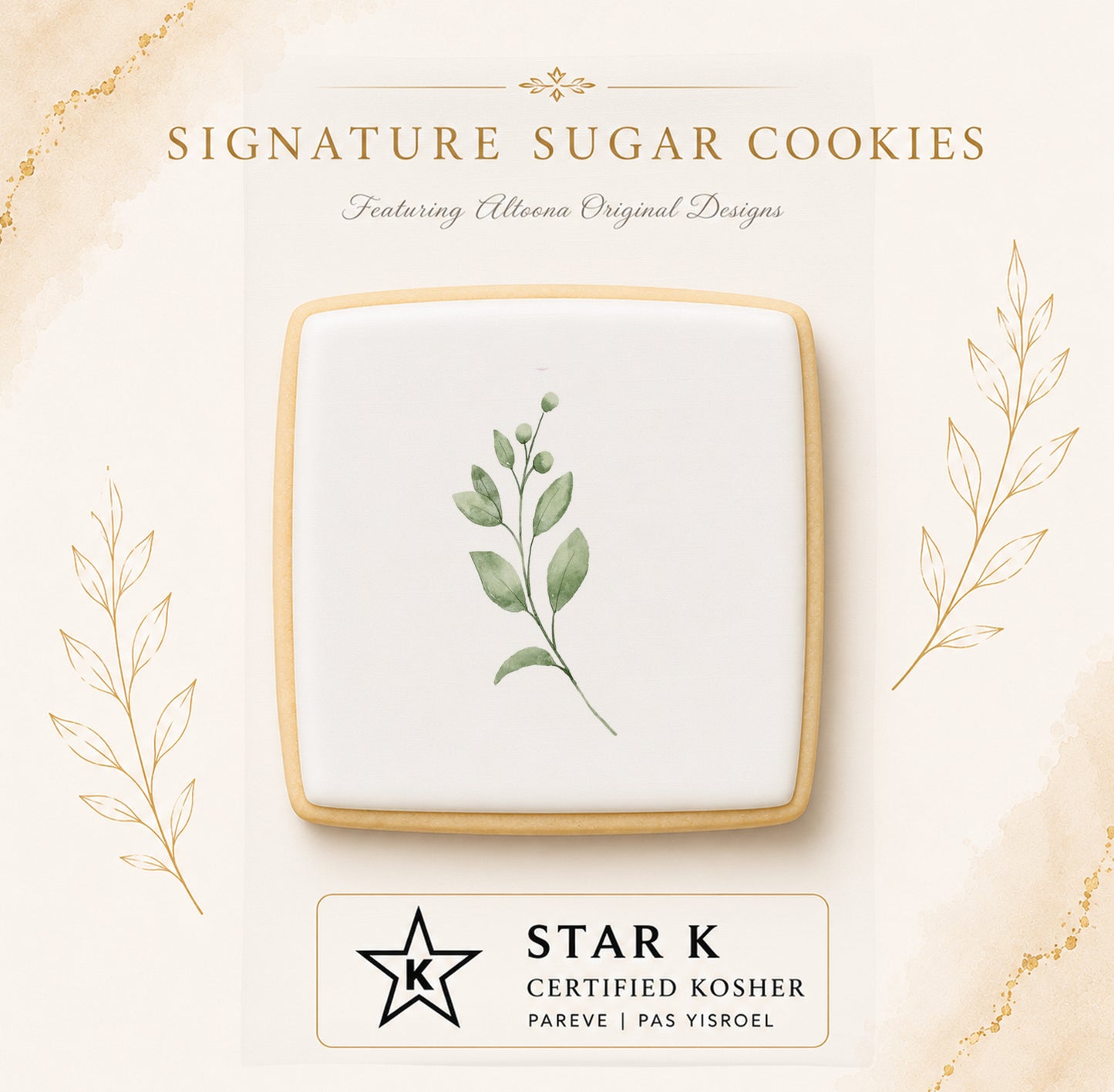 Green Leaves Spring Cookie | 12 Pack | Free Shipping