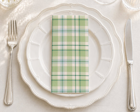 Green Plaid - Printed Guest Towel