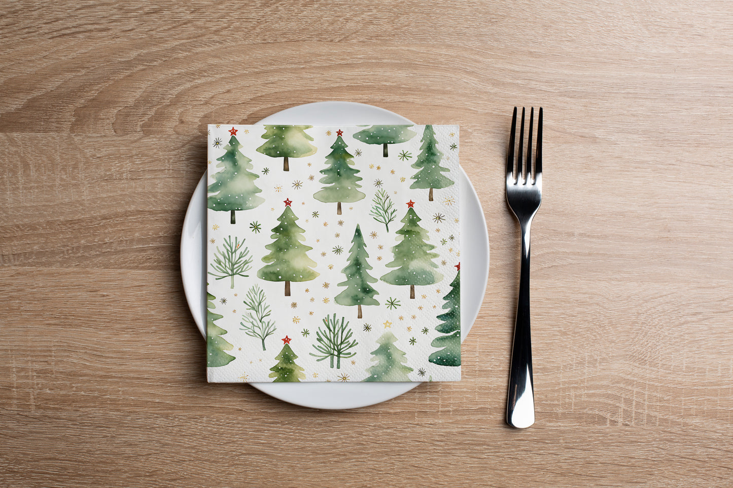 Green Trees Cocktail Napkin