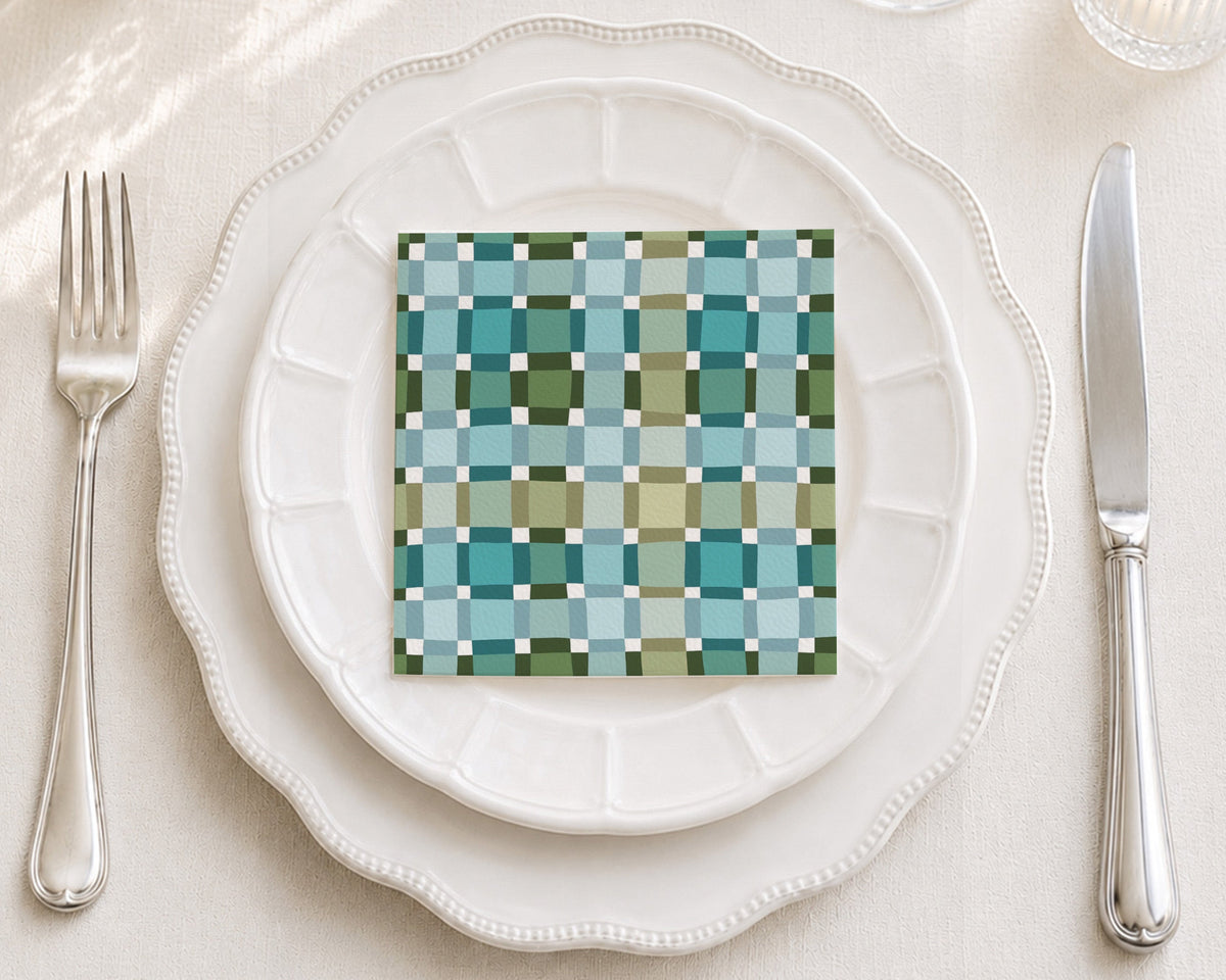 Greenwich Squares Cocktail Napkin