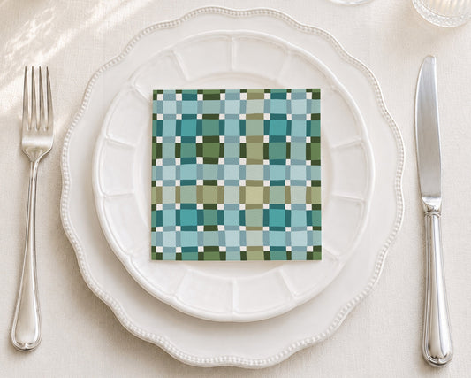 Greenwich Squares Cocktail Napkin