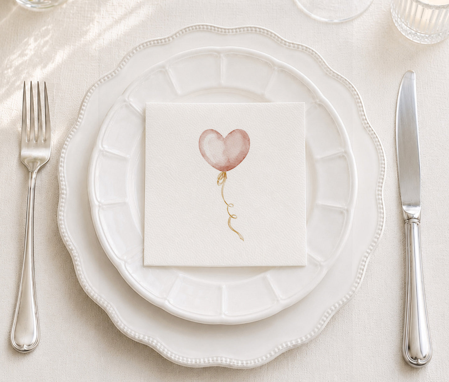 Heart Balloon Cocktail Napkin