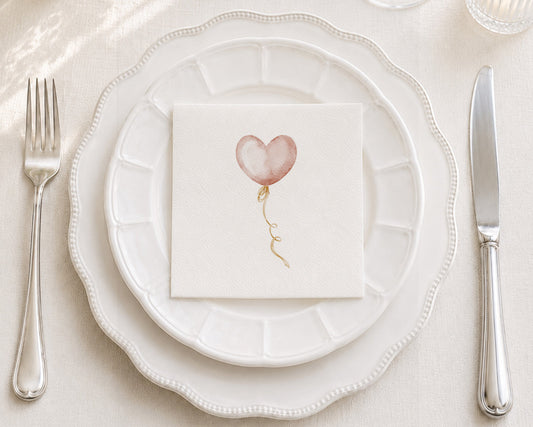 Heart Balloon Cocktail Napkin