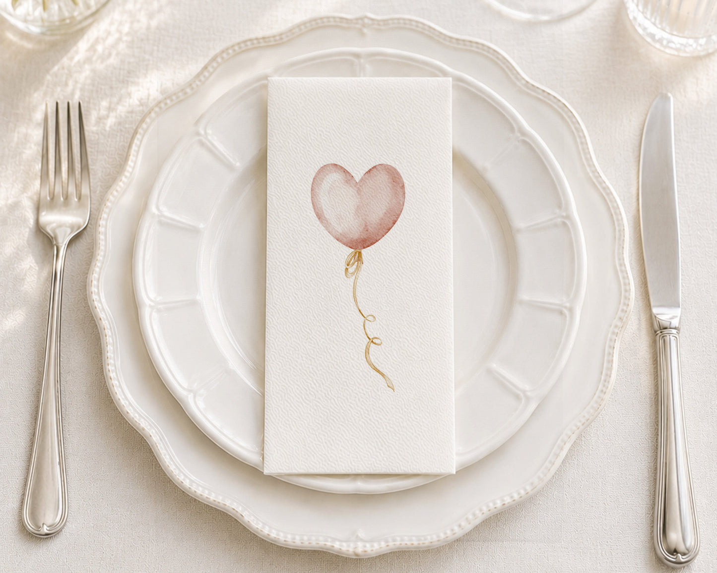 Heart Balloon - Printed Guest Towel