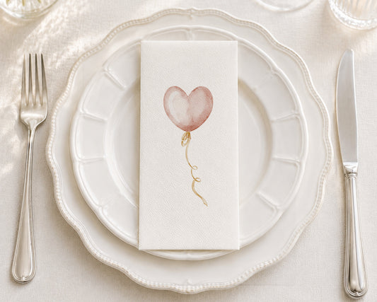Heart Balloon - Printed Guest Towel