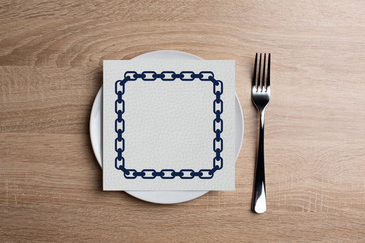 Chain Navy Cocktail Napkin