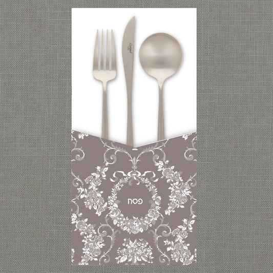 Pesach Lace Taupe - Cutlery Pouch
