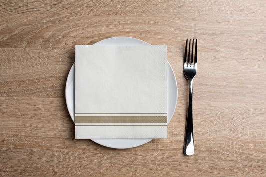 Elegant Stripe Gold Cocktail Napkin