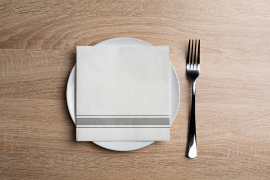 Elegant Stripe Gray Cocktail Napkin