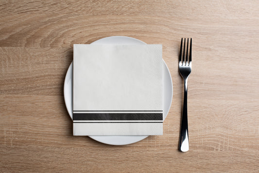 Elegant Stripe Black Cocktail Napkin