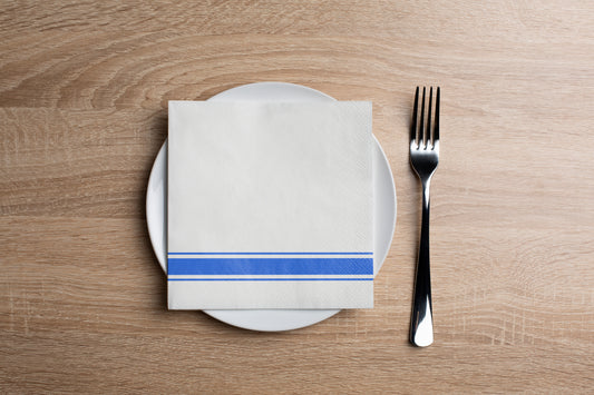 Elegant Stripe Cobalt Cocktail Napkin