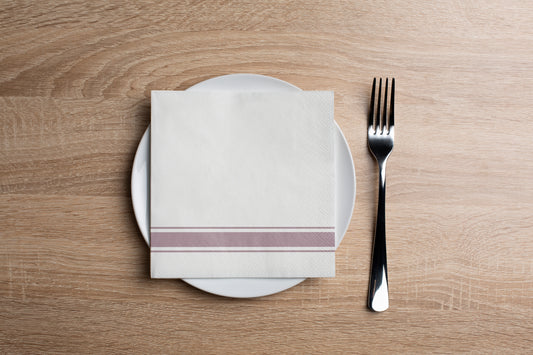 Elegant Stripe Dusty Lilac Cocktail Napkin