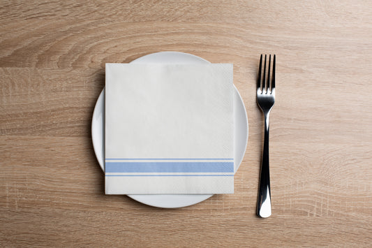 Elegant Stripe French Blue Cocktail Napkin