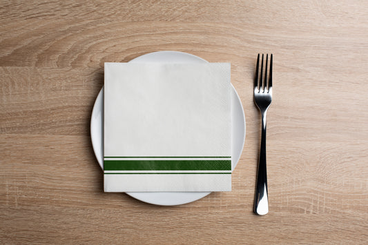 Elegant Stripe Olive Cocktail Napkin